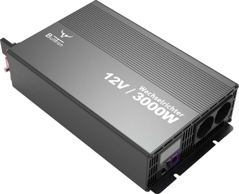 BullTron Wechselrichter 3000W mit ON/OFF Schalter, Display und Fernbedienung