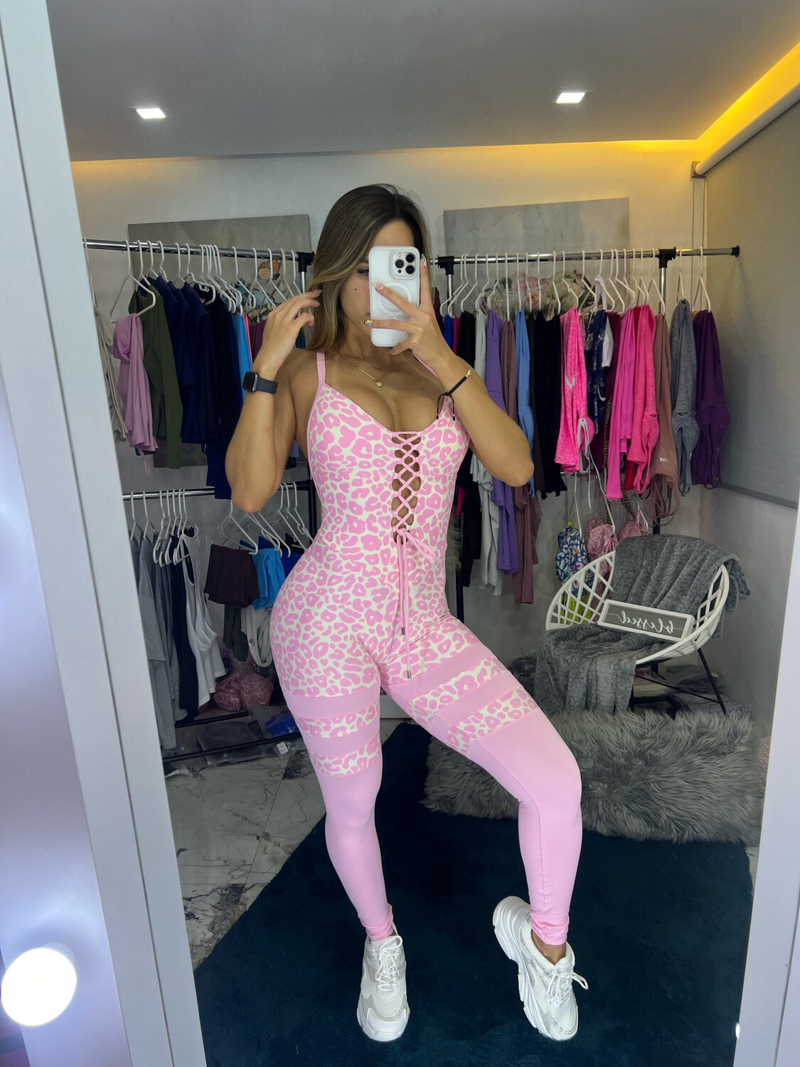 Doll Pink Leopard Jumpsuit