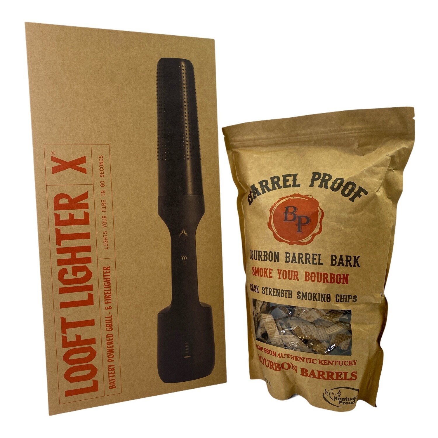 LooftLighter X Battery-Powered Grill and Firelighter with Barrel Proof Bourbon Barrel Bark Chips
