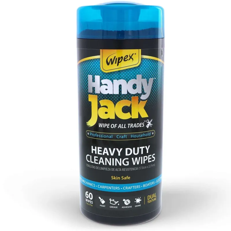 Handy Jack® Heavy Duty Cleaning Wipes – 60 Count Canister | Cleans Epoxy, Adhesives, Grease &amp; Paint