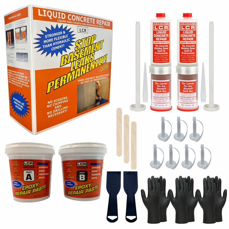 Concrete Crack Repair Kit – Epoxy Injection System for Basement & Foundation Leaks (Repairs Up to 8 ft) Concrete Crack Repair Kit – Epoxy Injection System for Basement & Foundation Leaks (Repairs Up to 8 ft)