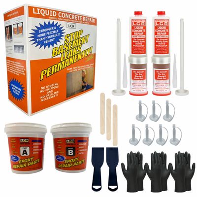 Concrete Crack Repair Kit – Epoxy Injection System for Basement &amp; Foundation Leaks (Repairs Up to 8 ft)