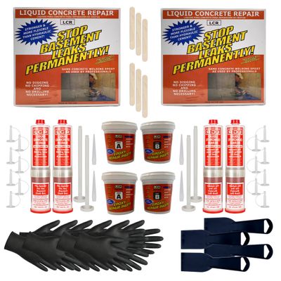 Concrete Crack Repair Kits - 2-Pack Epoxy Injection System for Basement & Foundation Leaks (Repairs Up to ~20 ft Total) Concrete Crack Repair Kits - 2-Pack Epoxy Injection System for Basement & Foundation Leaks (Repairs Up to ~20 ft Total)