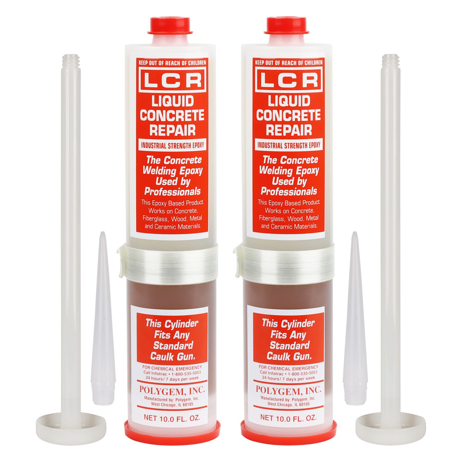 CBG Sourcing 2-Pack 10 oz Injection Epoxy Cartridges Featuring Polygem Liquid Concrete Repair, Low-Viscosity Concrete Crack Repair Refill