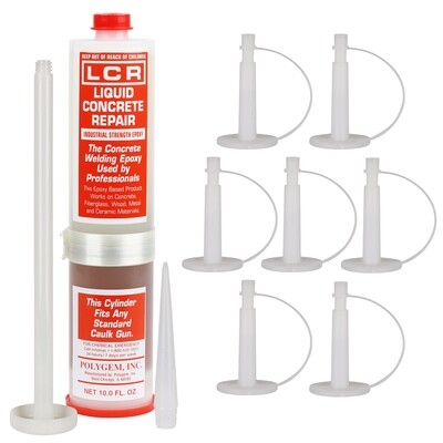 Polygem LCR Epoxy Injection Cartridge + 7 Surface Ports (Open Box) – Concrete Crack Repair Bundle | CBGSourcing™ Polygem LCR Epoxy Injection Cartridge and 7 Surface Ports Open Box