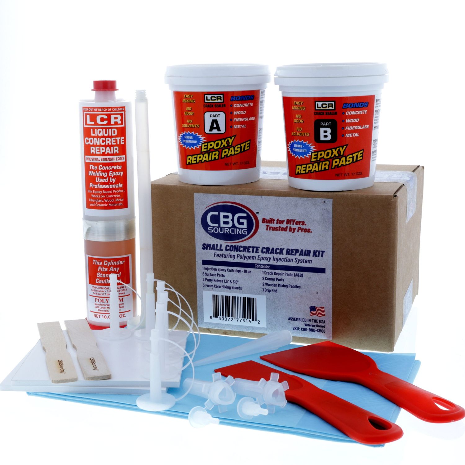 Small Concrete Crack Repair Kit – Polygem Epoxy Injection System with Surface &amp; Corner Ports – CBGSourcing™