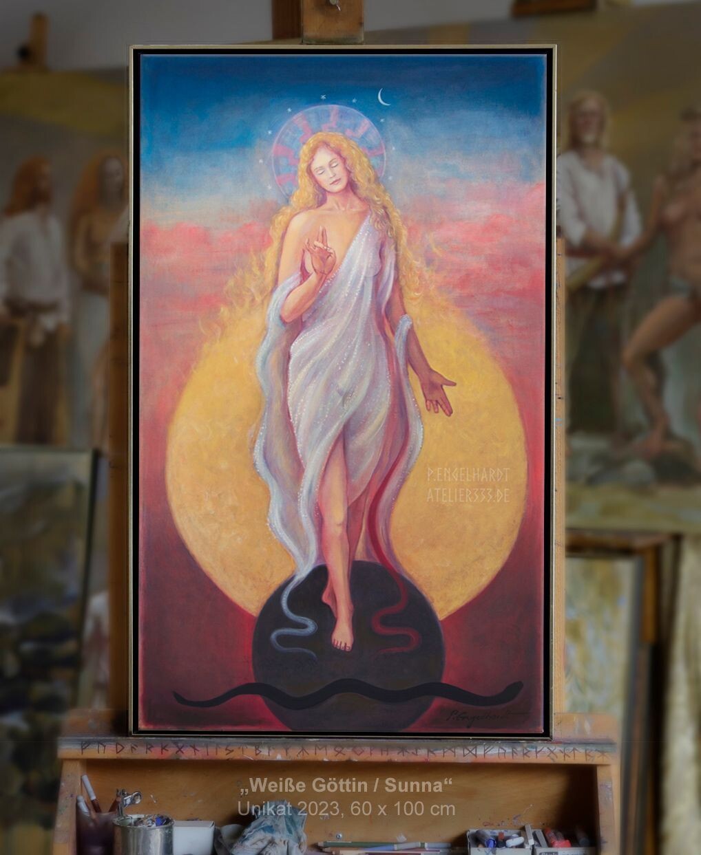 "Weiße Göttin / Sunna" Unikat,   60 x 100 cm