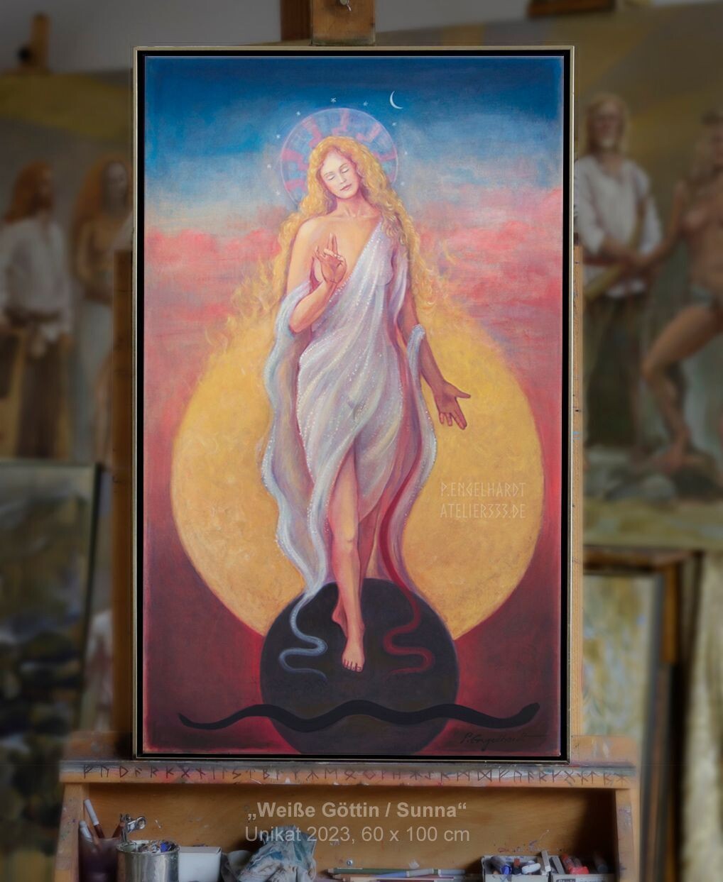 "Weiße Göttin / Sunna" Unikat, 60 x 100 cm