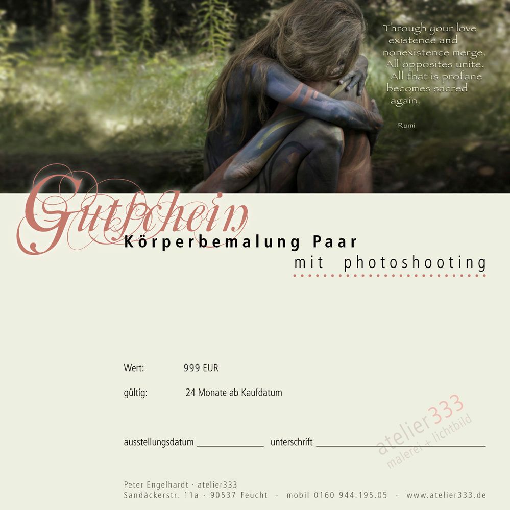 Paar-Körperbemalung  mit  Photoshooting XS