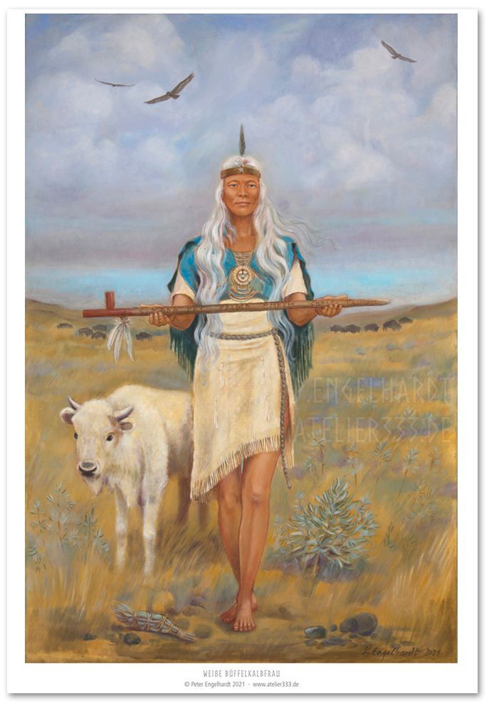 Weiße Büffelkalbfrau FineArt Print