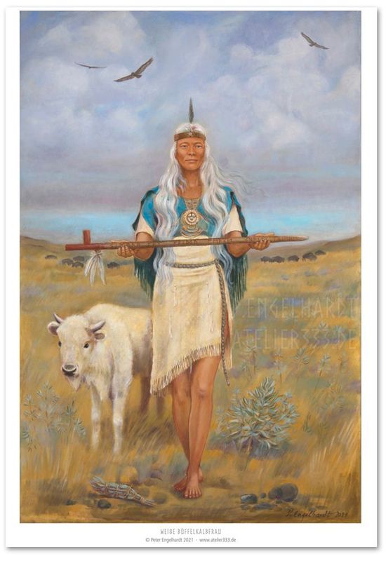 Weiße Büffelkalbfrau FineArt Print Weiße Büffelkalbfrau FineArt Print