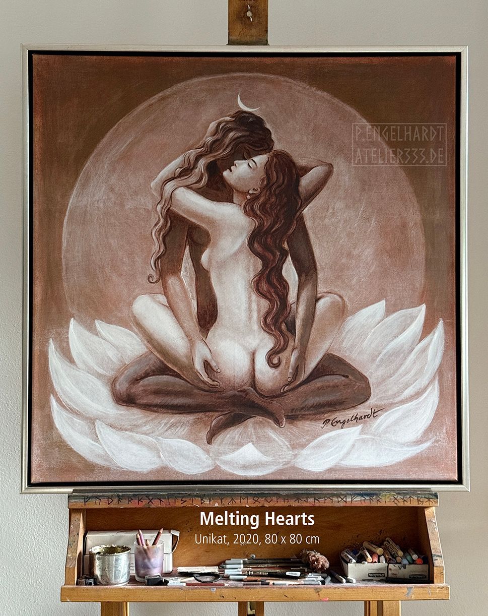 "Melting Hearts" Unikat 11.1.20,  80 x 80 cm