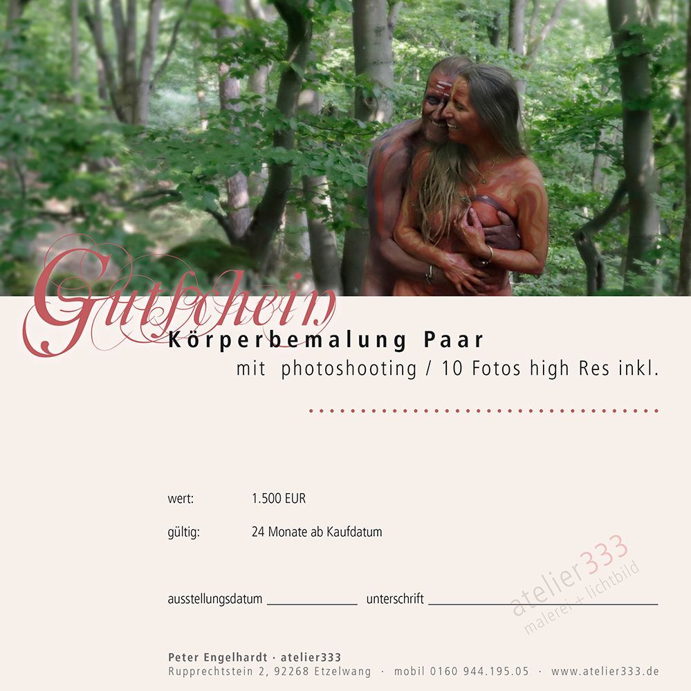 Paar-Körperbemalung mit Photoshooting / 10 Fotos high Res inkl. Paar-Körperbemalung mit Photoshooting / 10 Fotos high Res inkl.