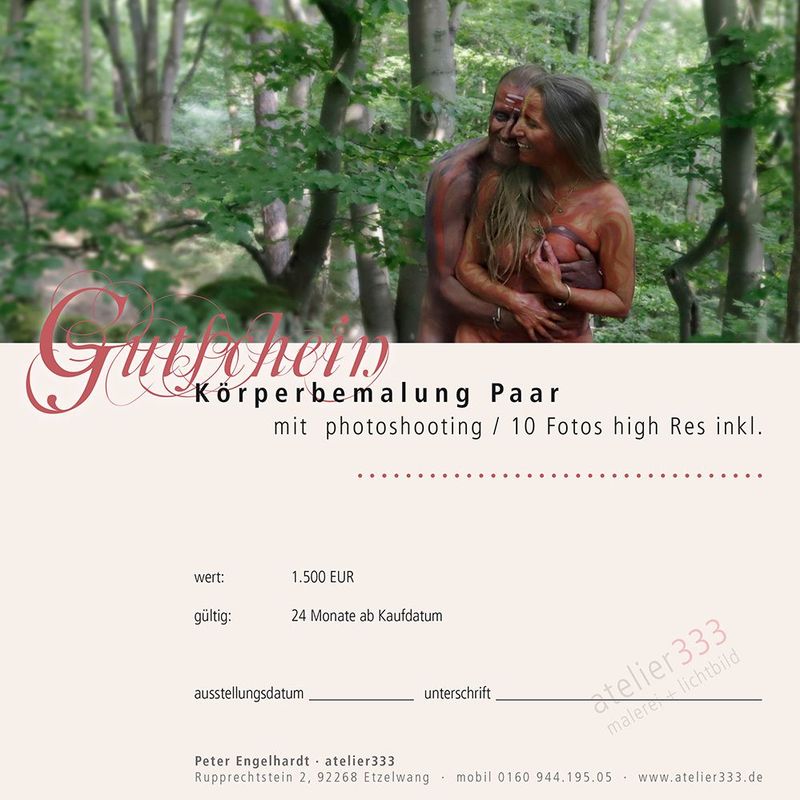 Paar-Körperbemalung mit Photoshooting / 10 Fotos high Res inkl. Paar-Körperbemalung mit Photoshooting / 10 Fotos high Res inkl.