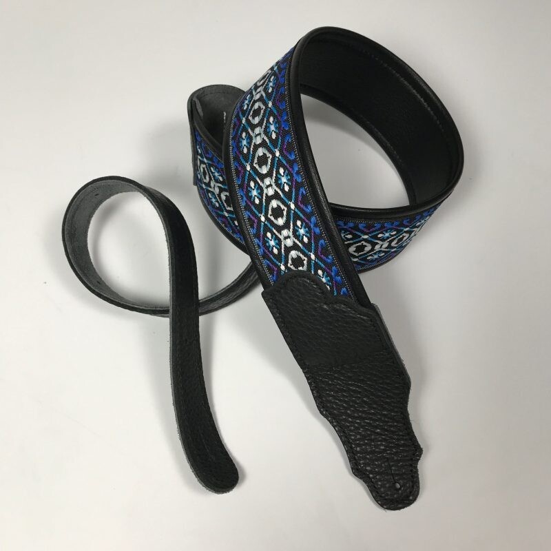 Franklin Straps Retro Folk Deluxe Guitar Strap Blue/Purple