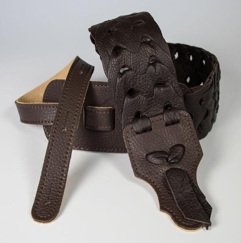 Franklin Straps 2" Link Glove Leather Guitar Strap Chocolate