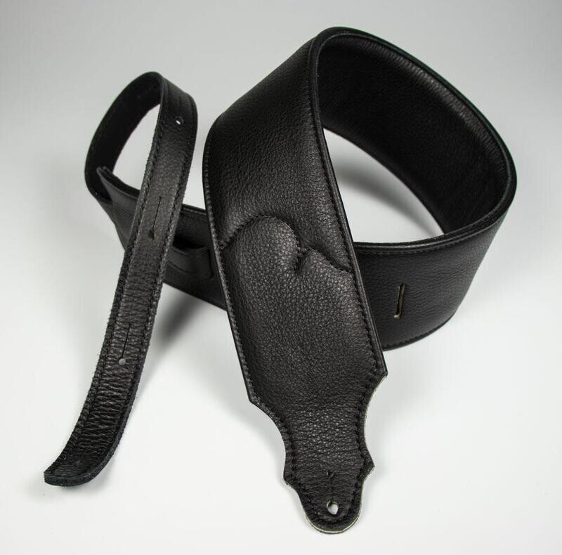 Franklin Straps 2.5" Padded Glove Leather Guitar Strap-Black/Black Stitching