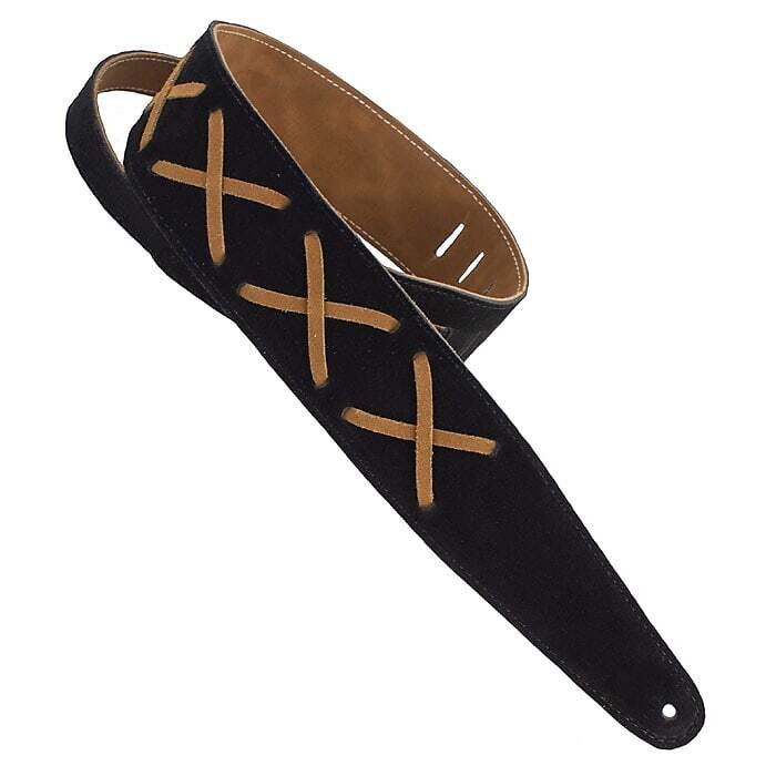Henry Heller Black Suede Strap w/ Brown X's