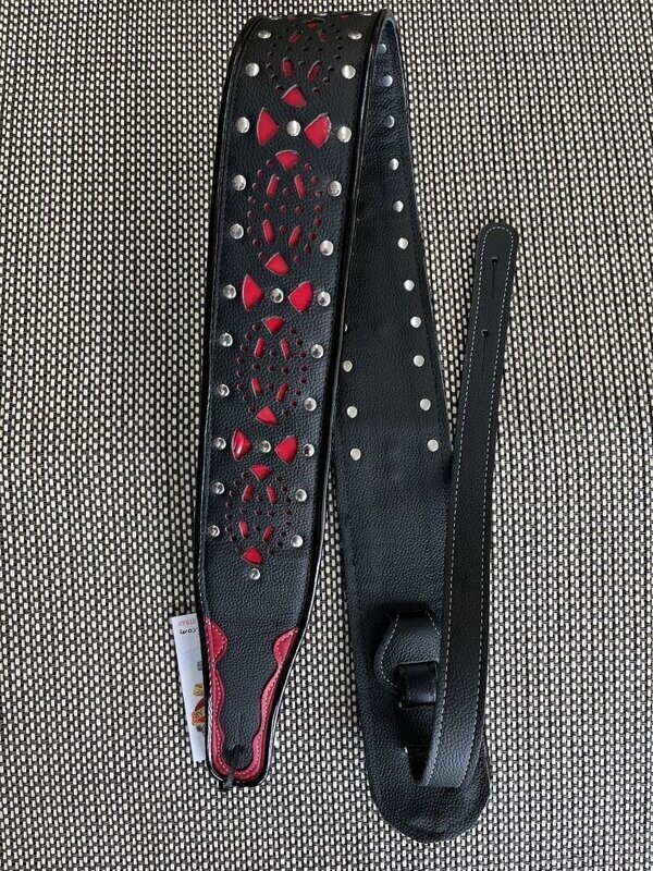 Jodi Head Chrystie 2.5" Leather Guitar Strap Black/Red