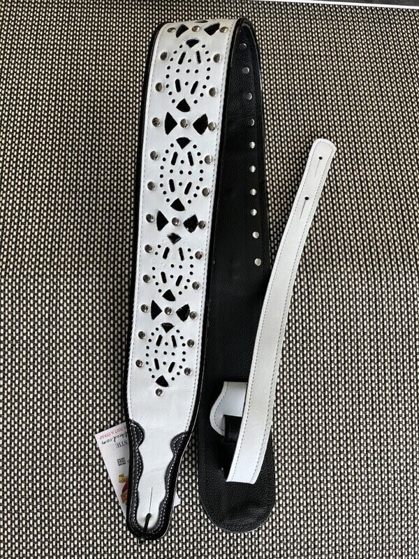 Jodi Head Chrystie Guitar Strap 2.5" White/Black Leather