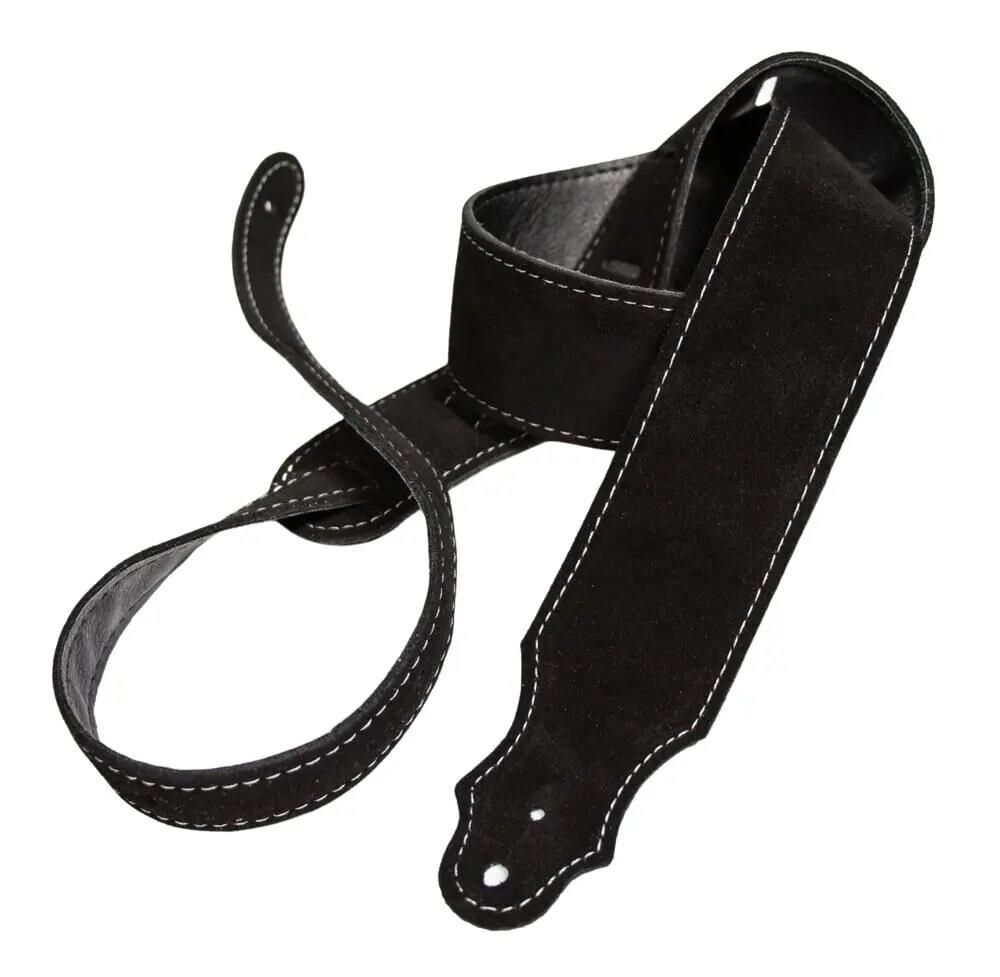 Franklin Straps 2" Suede/Buck Backing/Black/Silver Stitch