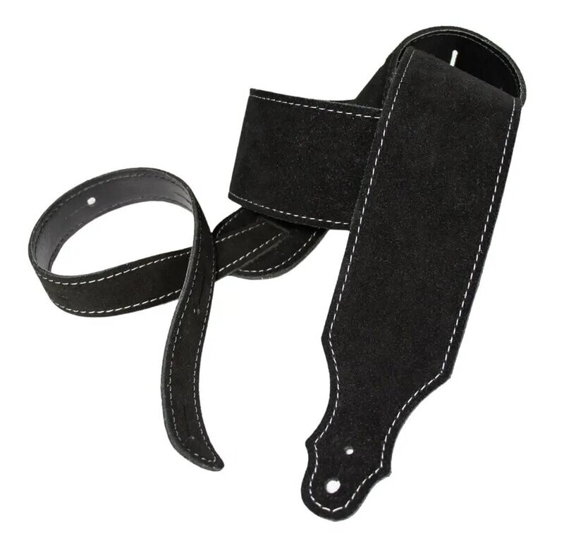 Franklin Straps 2.5" Suede/Buck Backing/Black/Silver Stitch
