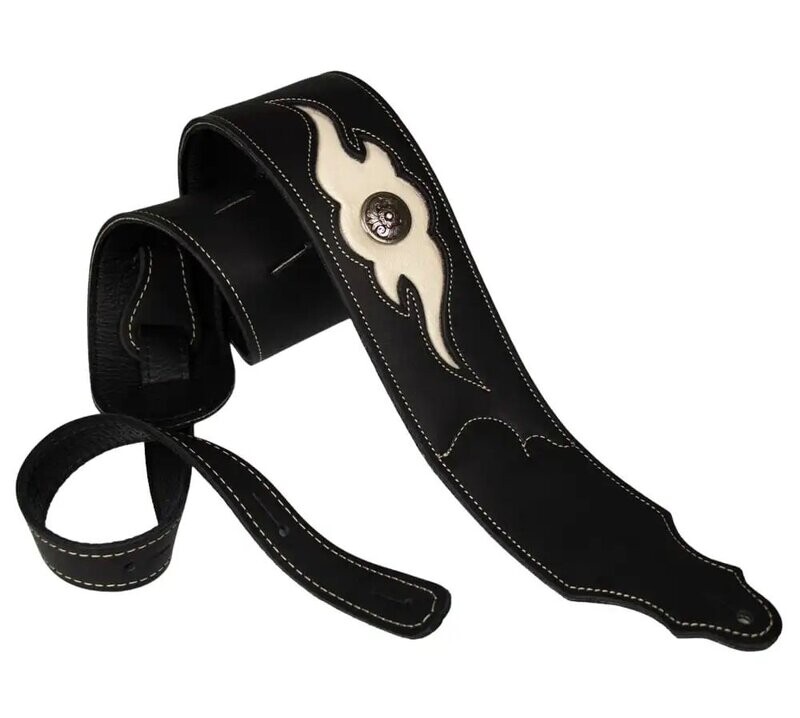 Franklin 8L2CBKCR 3" Padded Latigo Leather/Suede Inset w/Concho/Black/Cream Inset