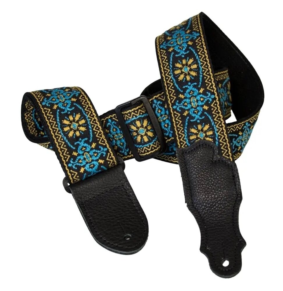 2" Retro Woven Cotton w/Backing/Glove Leather end Turquoise