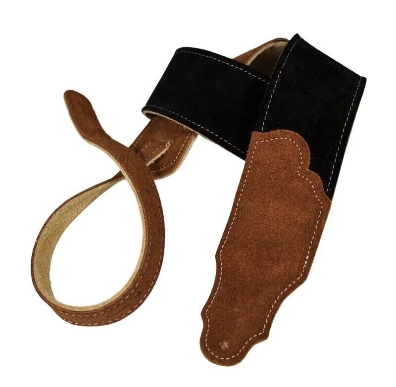 Franklin Strap 2.5" Black Sedona Suede/Natural Stitching/Rust End Tabs