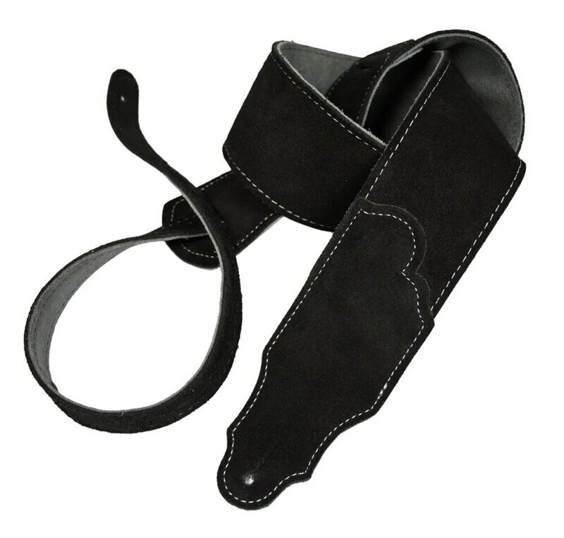 2.5" Suede/Contrast Stitching/Black/Silver Stitching