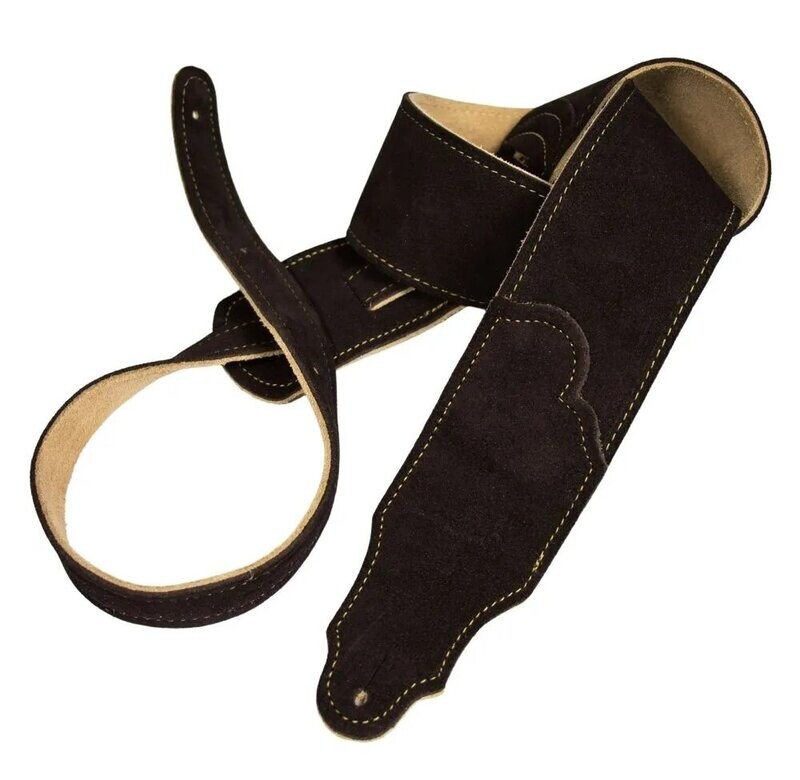 Franklin 2.5" Suede/Contrast Stitching/Choc/Gold Stitching