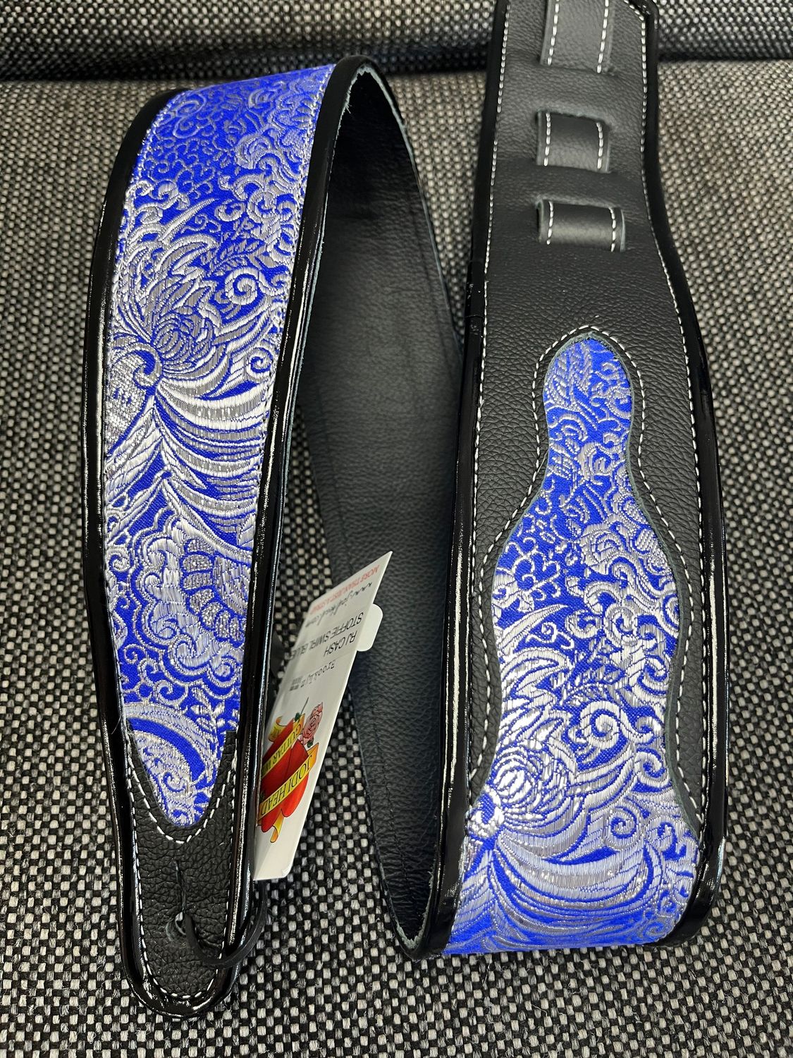 Jodi Head Stoffie Handmade Guitar Strap - Blue Swirl / Black