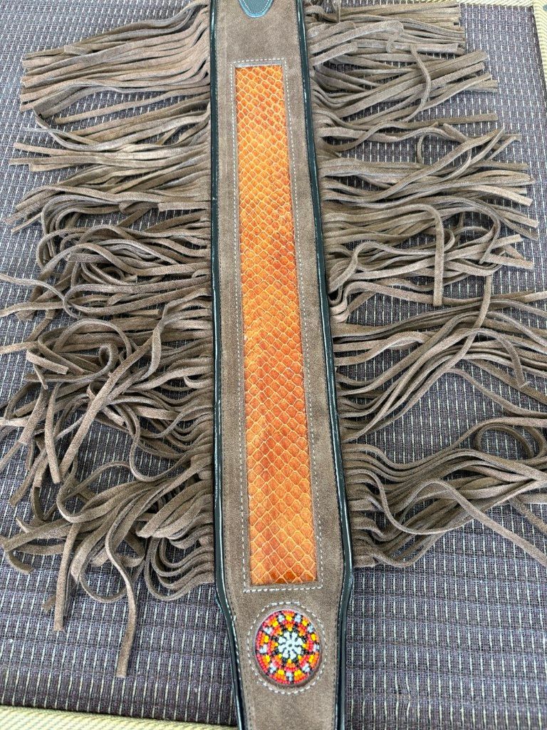 Jodi Head Fringed Suede Guitar Strap w Snake Insert