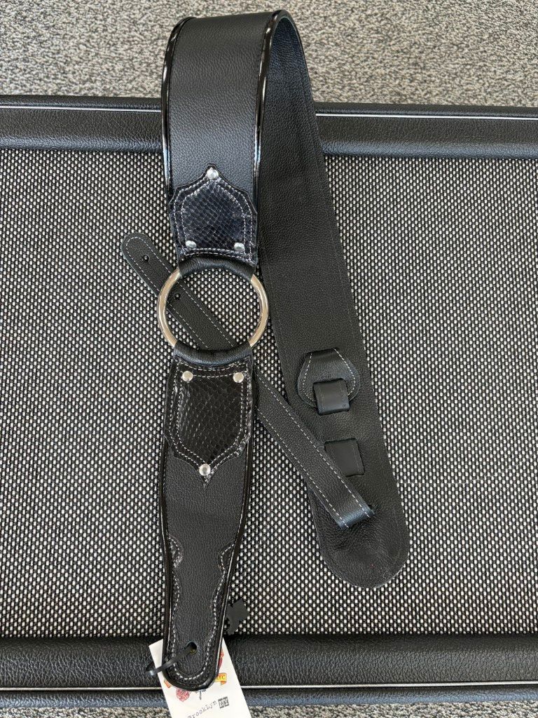 Jodi Head Big Boy Ring Black Leather Handmade Guitar Strap Brand New