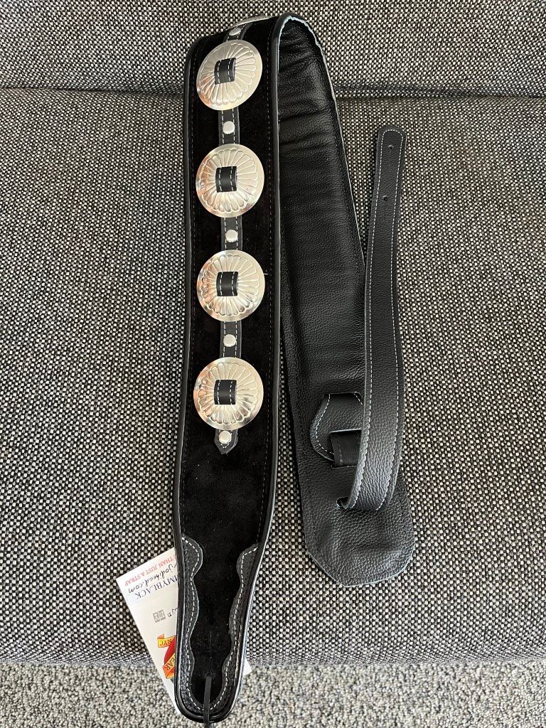 Jodi Head Emmy Lou Concho Guitar Strap Black Suede Jodi Head Emmy Lou Concho Guitar Strap Black Suede