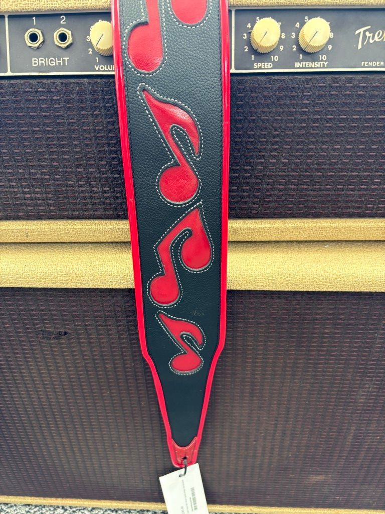 Jodi Head SRV Music Notes Guitar Strap - Black / Red Jodi Head SRV Music Notes Guitar Strap - Black / Red