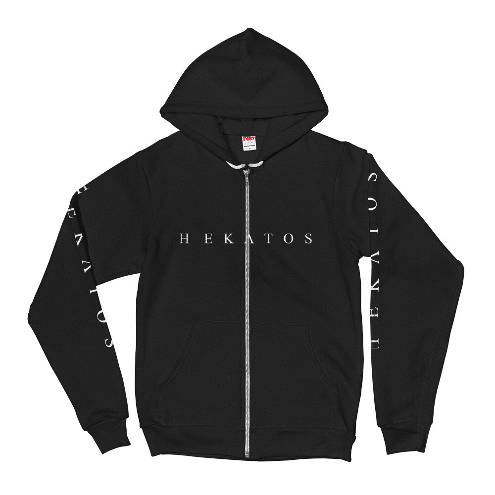 LOGO Print Zip-Up Hoodie, Color: Black, Size: XS