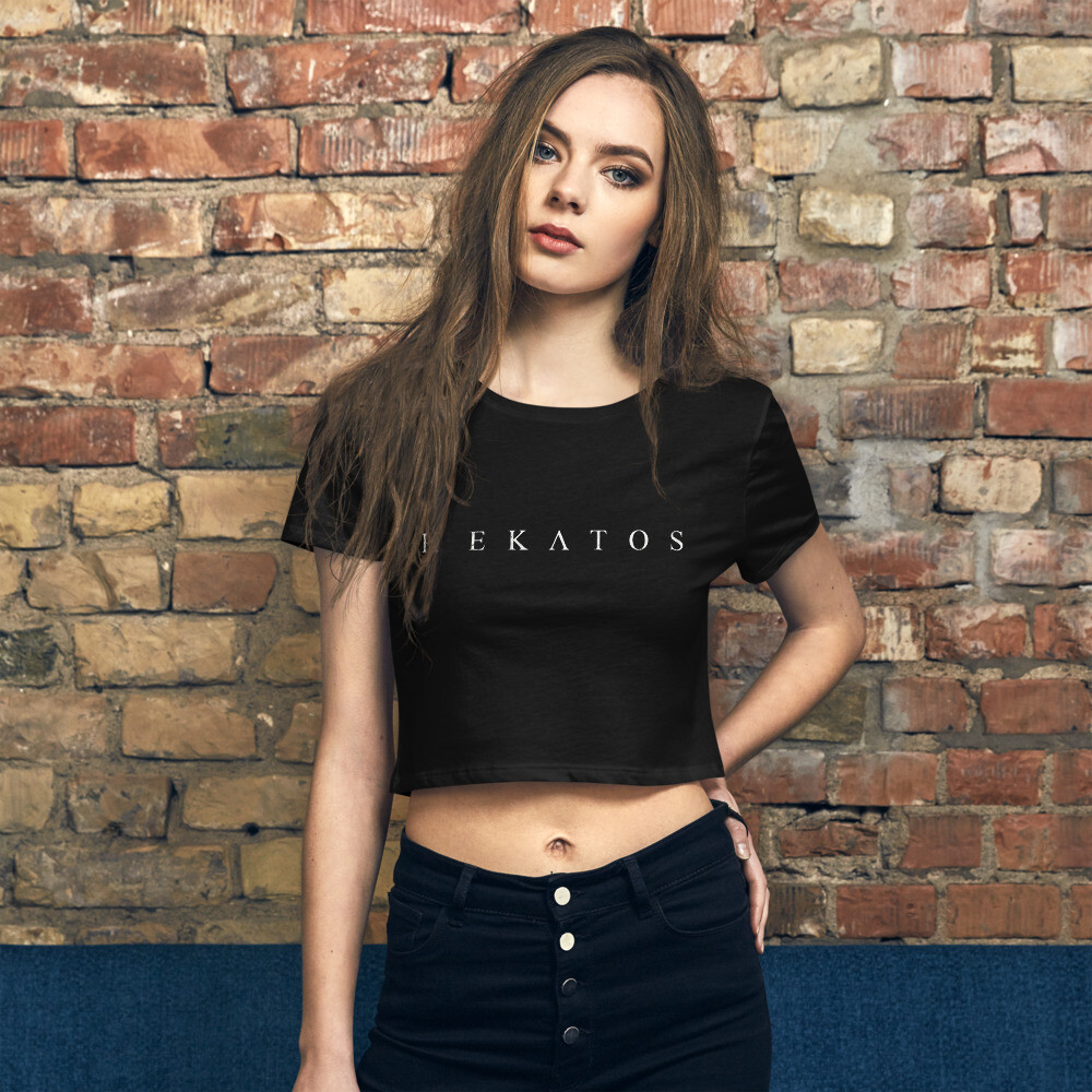 LOGO Print Crop Tee, Color: Black, Size: XS/SM