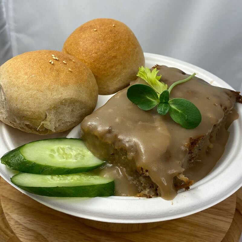 Vegan Mushroom Loaf w/ Whole Wheat Rolls