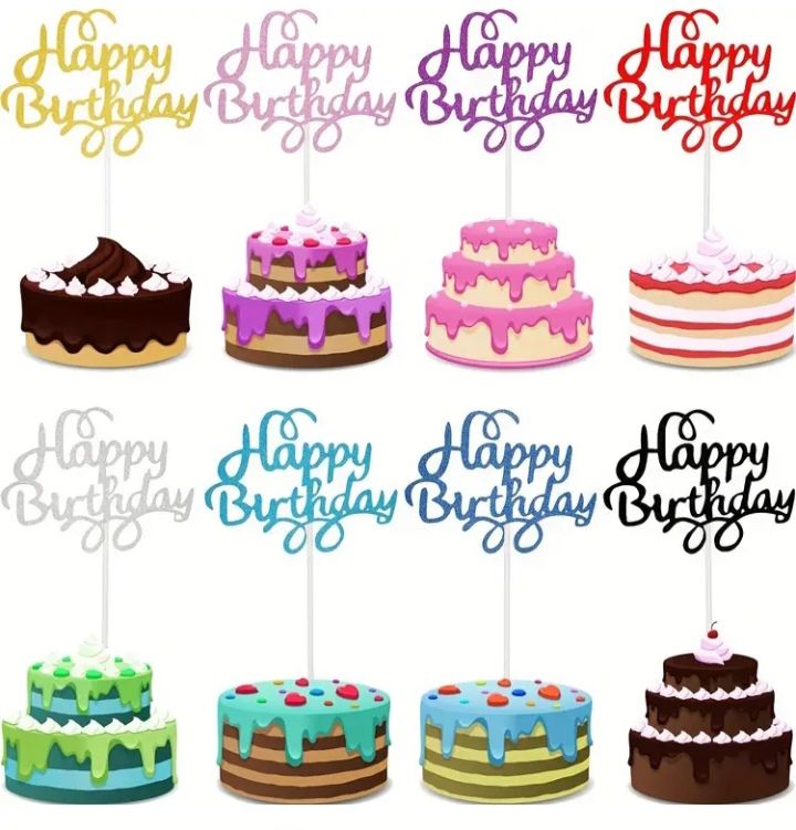 Glitter &quot;Happy Birthday&quot; Cake Topper