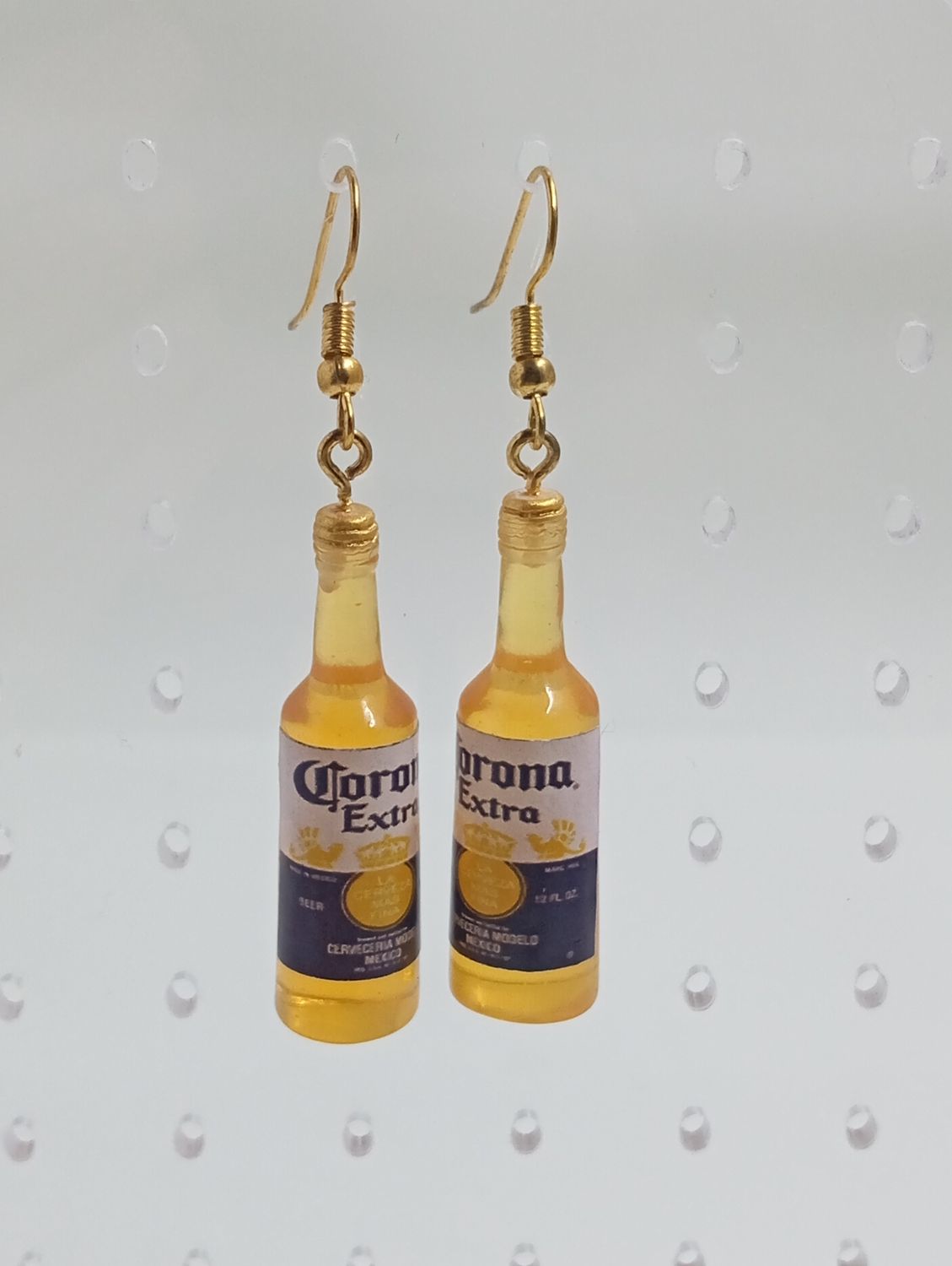 Earrings, Bottle: Corona