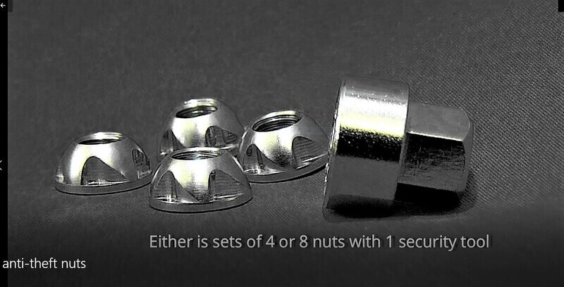 Forest stainless steel M8 anti-theft nuts with security tool.
