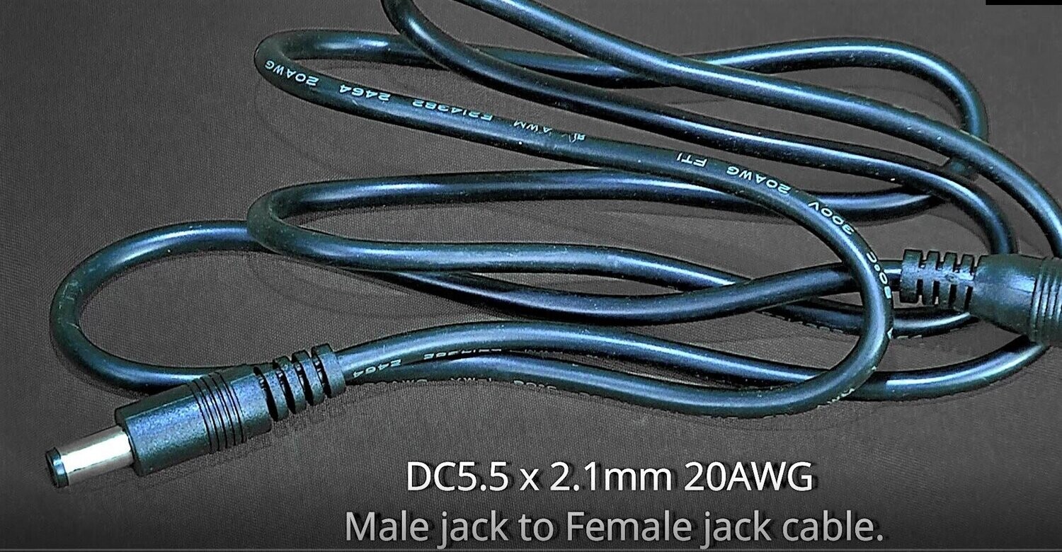DC5.5 x 2.1mm 29AWG Male jack to Female jack cable.