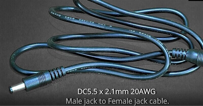 DC5.5 x 2.1mm 29AWG Male jack to Female jack cable.