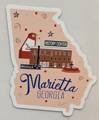 Marietta GA State Cutout Magnet History Center 
