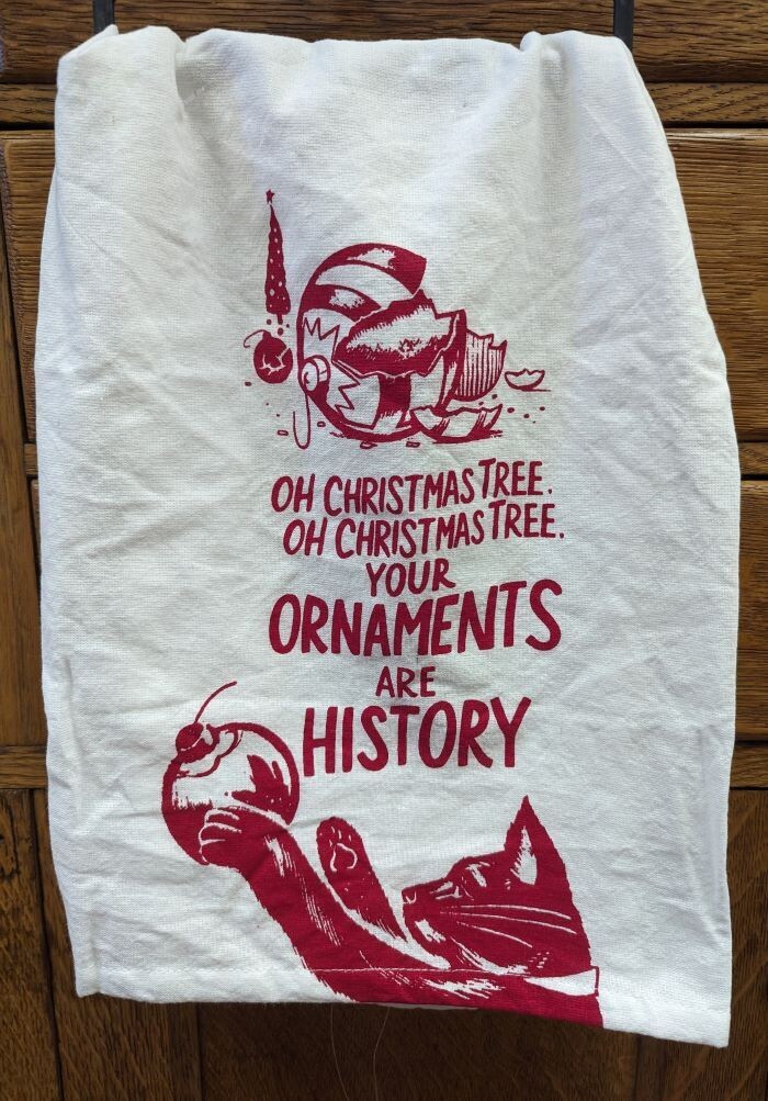Ornaments Are History Christmas Cat Towel
