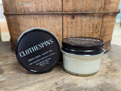 Clothespins Candle - Linen and White Tea 2.5oz