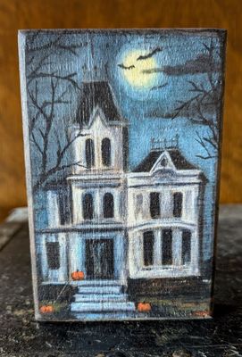 Haunted House Block Sign