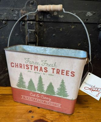 Christmas Trees Metal Bucket