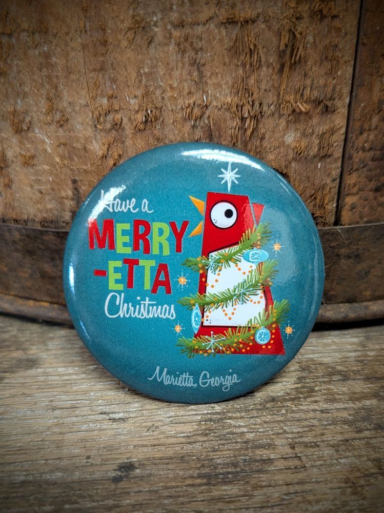 Merry Etta Christmas Big Chicken Button 